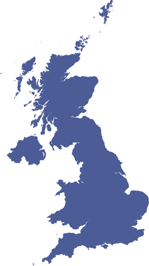 Map of the United Kingdom showing PSS Secure Transport's nationwide coverage